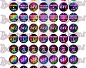 Digital Collage Sheet - 1 INCH ROUND CIRCLES - Best Friends Forever