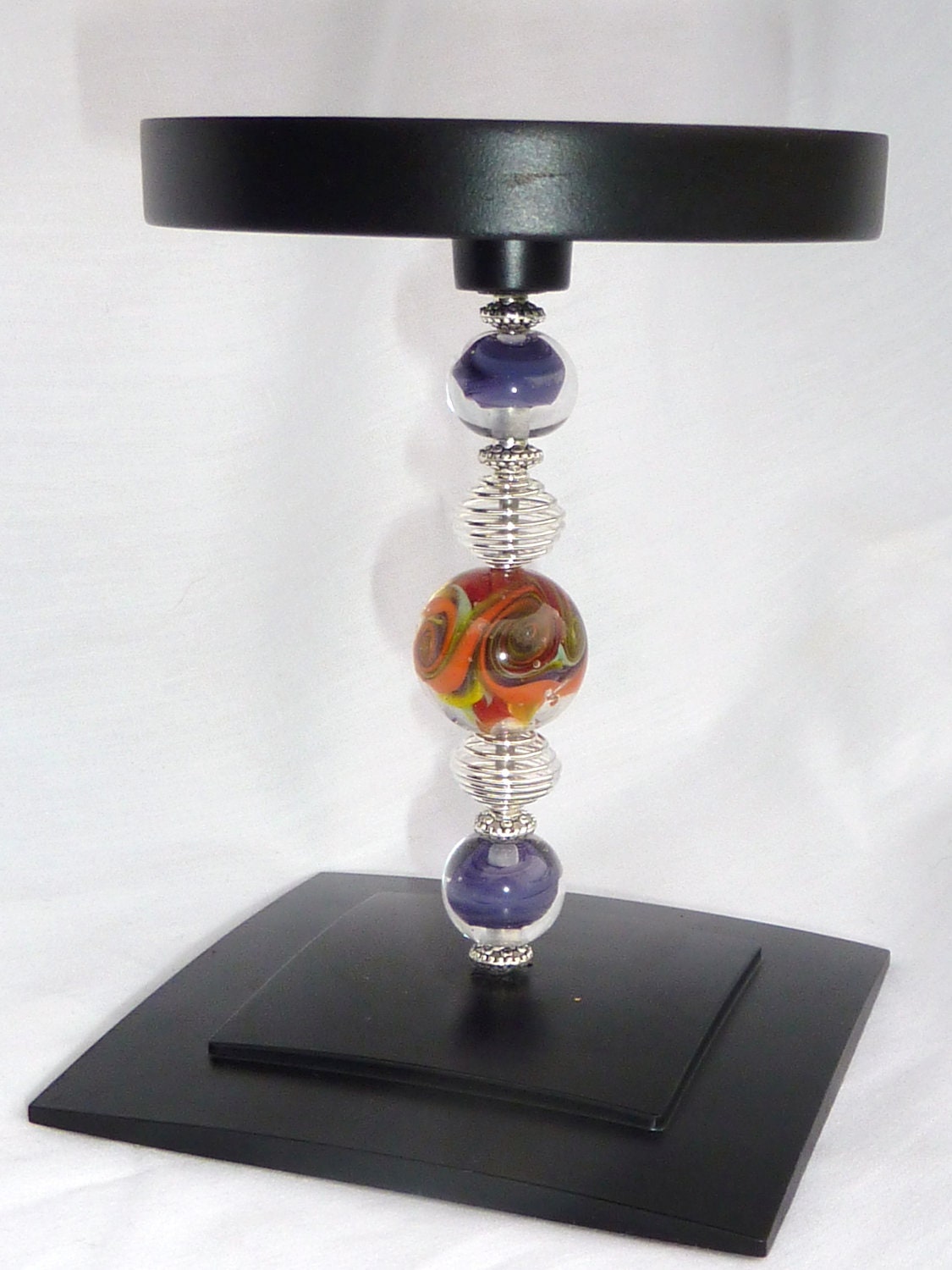 Decorative Lampwork Pillar Candle Holder . by Lori Davidson . Very Glassy Gifts