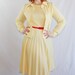 70s Dress / Office Fashion / Butter Yellow / Jacket / Pleated Skirt / Butte Knit