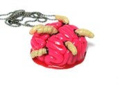 Maggot infested zombie brains necklace