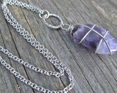 AMETHYST Silver Virgo Sagittarius Capricorn Aquarius Pisces Reiki Healing Purple Necklace