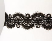 Bridal Couture - Black Lace Flower Ribbon Sash Belt  - Wedding Dress Sashes Belts