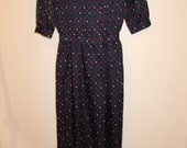 Vintage 60s Polka Dot Dress- Schrader Sport Dress - Petites - Navy Blue Day Dress - Size 4