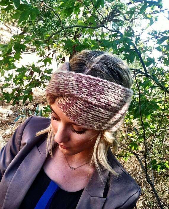 Golden Caramel Knitted Turband Headband Ear Warmer Twist Style Wide Headband (HBK2-05)