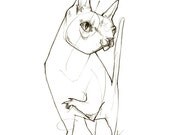 Hairless Cat Print A5 Sepia