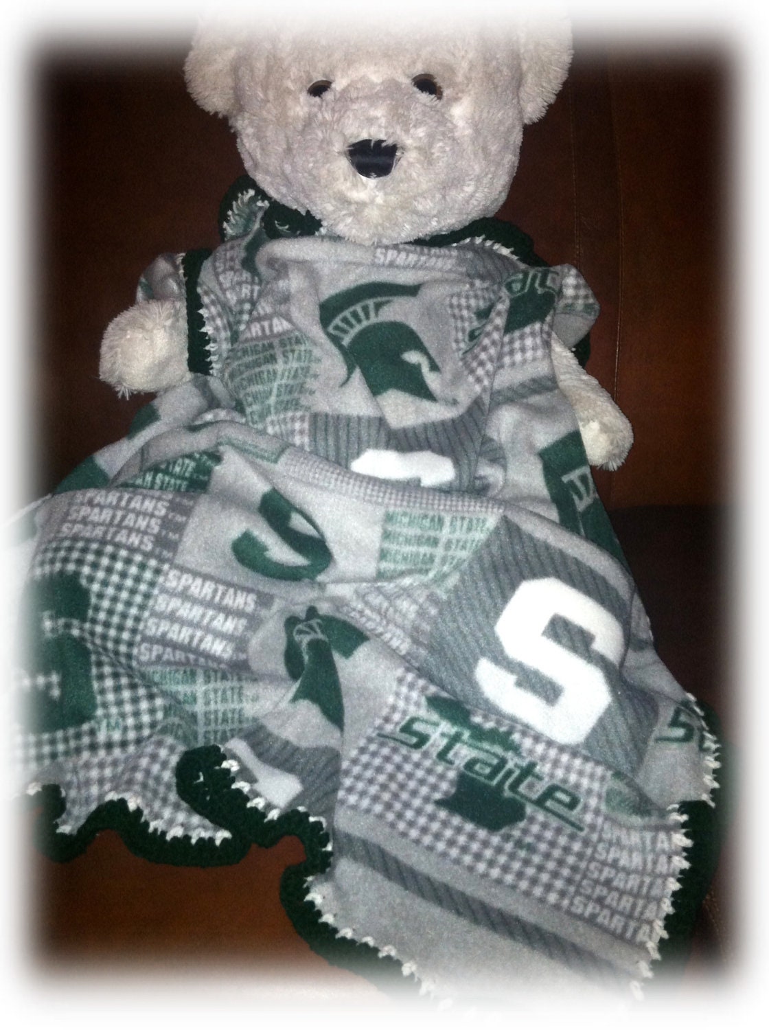 Michigan State Spartans Gray Football Fleece Sports Baby Blanket