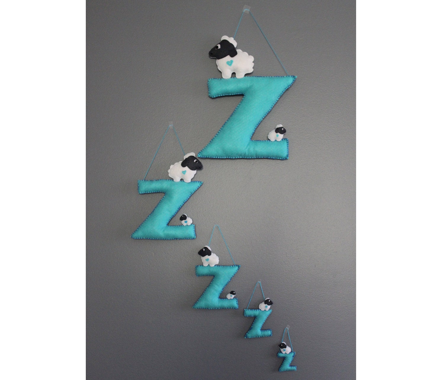 Felt Counting Sheep Nursery Decoration - Boy's Nursery Ornament - Hang on top of a crib or sit on a shelf - Sheep / Lamb theme - Baby Shower