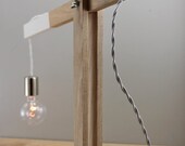 The "Catapult" Modern Dipped Wood Arm Table Lamp in Oak - Wooden Articulating Desk Lighting Reading White Task Light Fixture