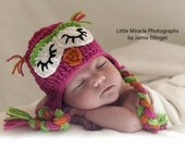 Pink Owl Baby Hat - Made to Order