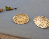 brass fox and butterfly earrings - vintage woodland animal - A Fox in the Meadow earrings