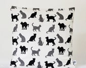 Pillow cover with cat shadows - linen decorative pillows - pillow throw - sham - kids pillows - 22x22 size