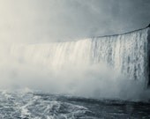 Dramatic Niagara Photograph, Niagara Falls Black and White Photograph, Gray, Mist, Clouds Print 8x10 or 8x12, Home decor