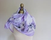 1950s lilac and mauve floral silk scarf