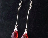 Beautiful Czech Glass, elegant long drop earrings, 19 different colours, Gifts under 10 pounds