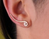EAR CLIMBER / Wrap / 14K yellow gold filled / or Sterling Silver with 2 mm Pearl. One only.