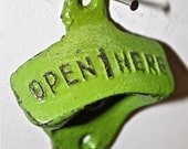 Retro Green Bottle Opener /Cast Iron /Vintage Feel /Kitchen, Man-cave, Game Room, Patio, Hangout /Metal Wall Decor