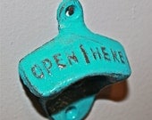 Turquoise Bottle Opener /Cast Iron /Vintage, Retro Feel /Kitchen, Man-cave, Game Room, Patio, Hangout /Metal Wall Decor