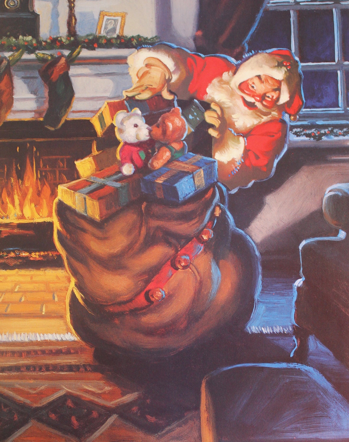 Coca-Cola Santa - Haddon Sundblom Print - Holiday Decoration - Double Sided Print (Wall Hanging Art Decor to Frame)