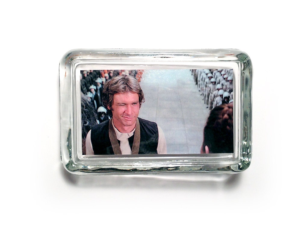 Star Wars trinket tray Han Solo wink Princess Leia glass coin dish spare change key