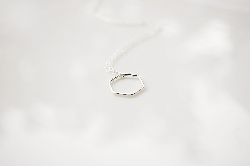 Sterling Silver Hexagon Necklace