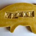 VEGAN - Pig-shaped Ceramic Tile - Autumn Leaf Art Glaze - Inspirational Art Piece
