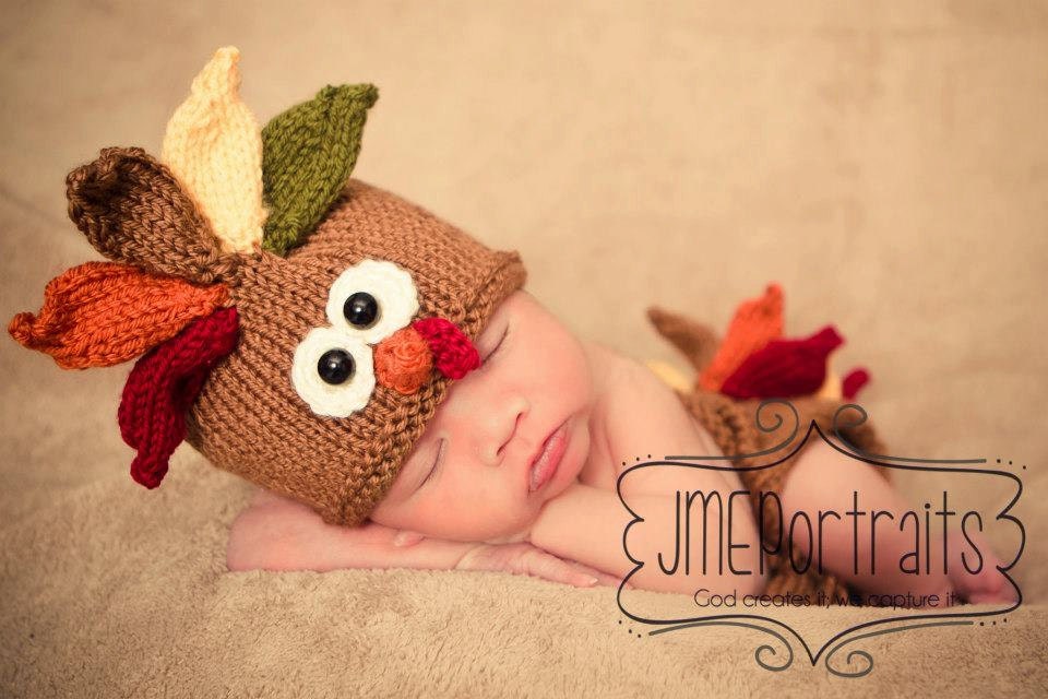 Baby Turkey Hat, Handmade, Knitted, Photo Prop, Fall, Thanksgiving, Newborn, Made to Order