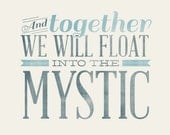 Into The Mystic - 8x10- Rustic - Vintage Style - Typographic Art Print - Song Lyrics