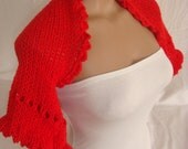 Hand knitted crocheted (Red) short sleeve bolero shrug by Arzu's Style