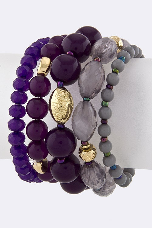 Roxo Mix Pulseira do estiramento do grânulo