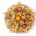1950s Flower Brooch Multi Color Rhinestone Layered Domed Judy Lee Filigree Style Vintage Pin Jewelry Collectable Unsigned Beauty