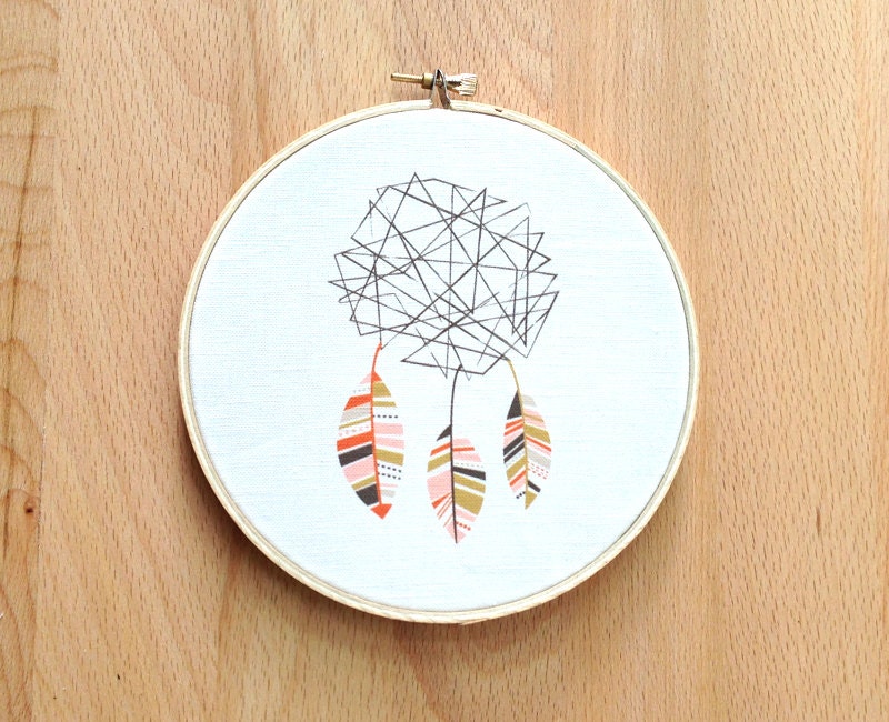 Limited Edition 6 inch Caught deconstructed dreamcatcher color block tribal feathers nursery home office decor modern
