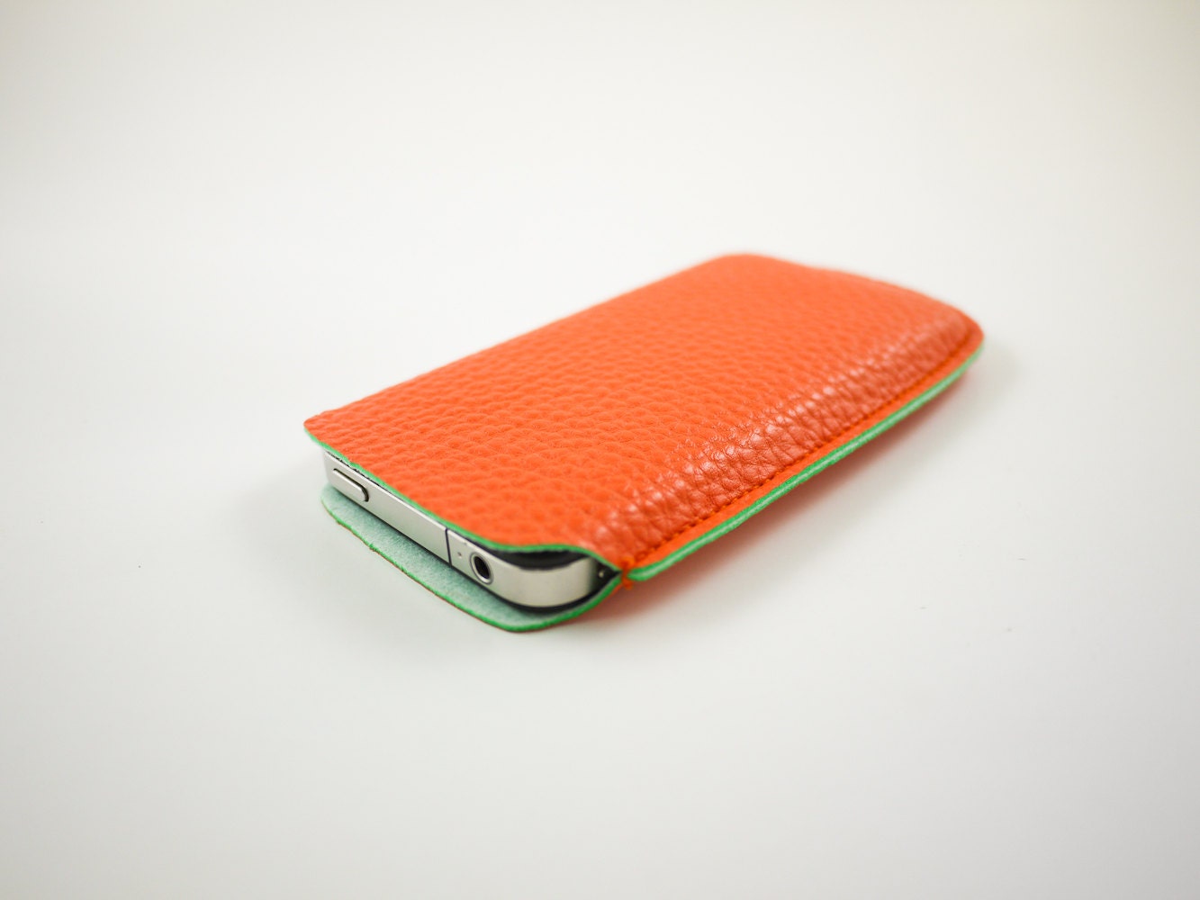 iPhone 4 Case, iPhone 4S Case,  iPhone 4 Cover, iPhone 4S Cover, iPhone Sleeve - Neon Orange Faux Leather