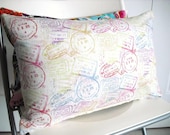 12"x18" Multicolour Passport Stamp Travel Print Lumbar Pillow Cover with Zipper