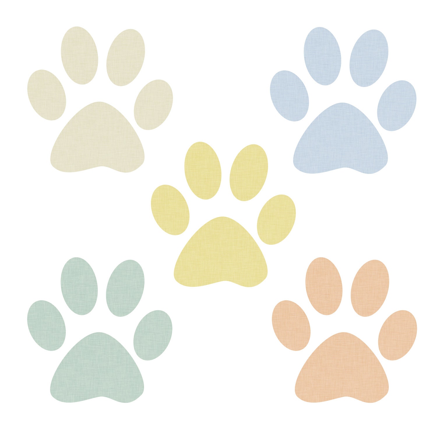 Textured Digital Clip Art // Paw Prints // 5 pieces // png files // 300 DPI // Instant Download Il_570xn
