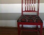 Bright Glossy Red Ikat Vintage Chair