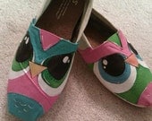 Owl always love you hand painted TOMS
