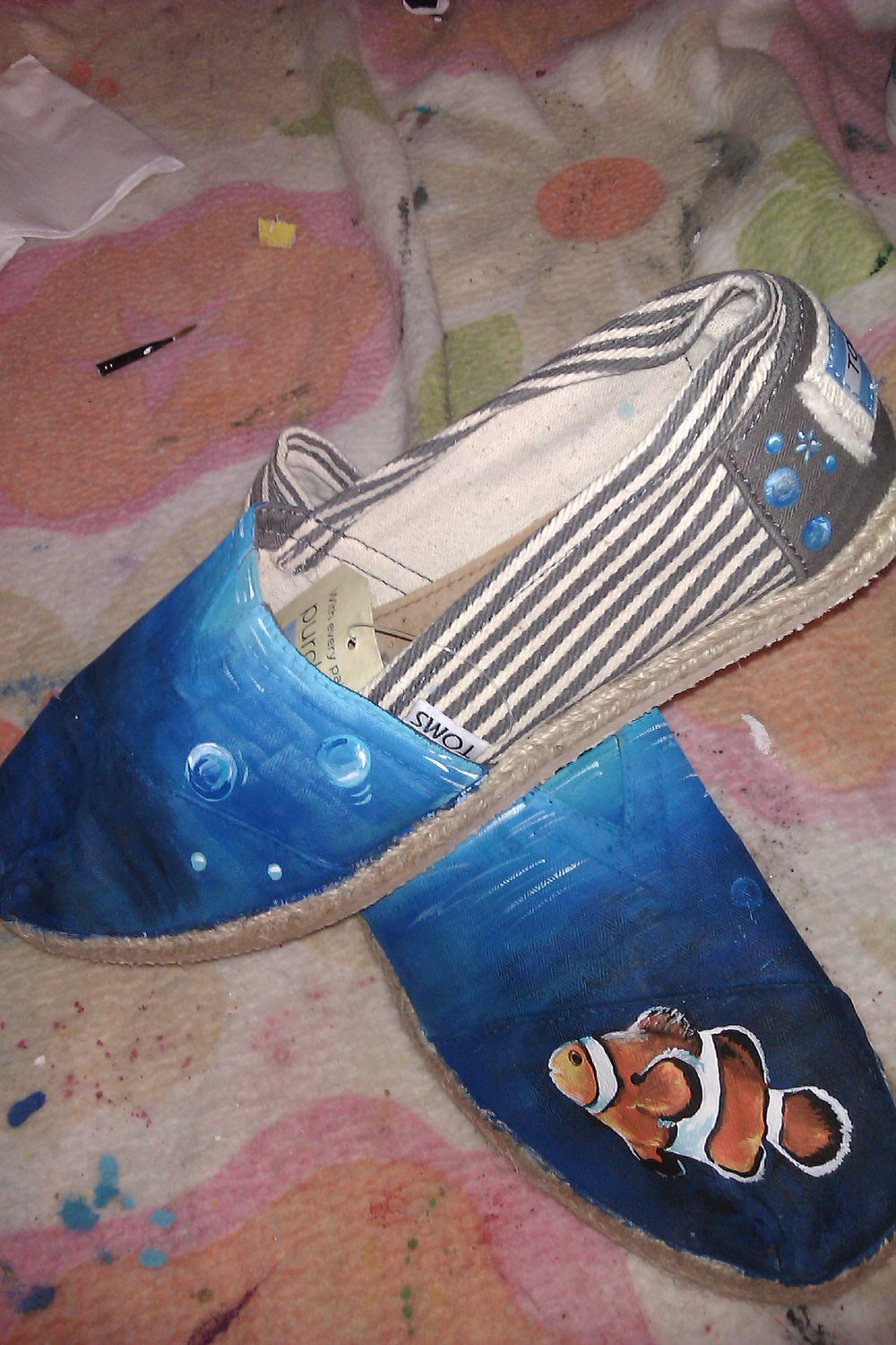Just Keep Swimming hand painted TOMS