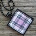Shades of Purple Plaid with Black Pendant Tray and Chain