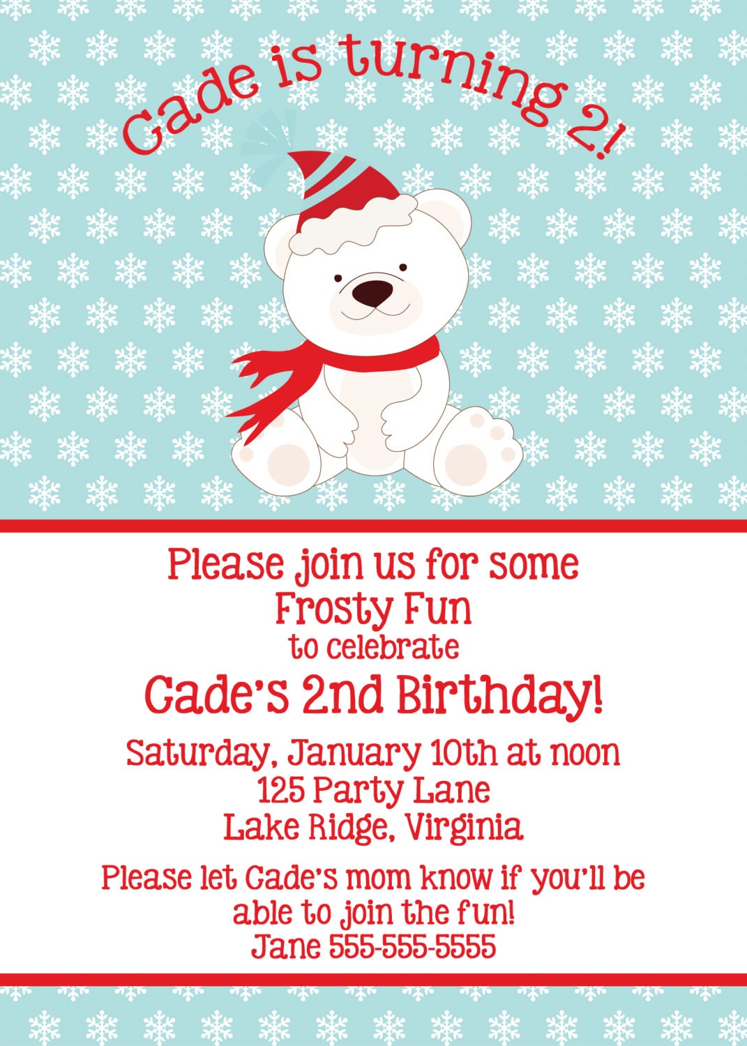 Printable Polar Bear Birthday Invitation Il_570xn