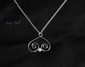 Heart Pendant With chain Sterling Silver wire wrapped pear necklace love Handmade metal jewelry Luxe Style