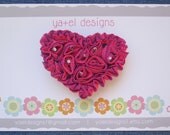 Valentine's Hot Pink and Purple Heart with Rhinestones Hair Clip - Baby Hair Clips - Newborn Hair Bow - Newborn, infant, toddler Hair Bow