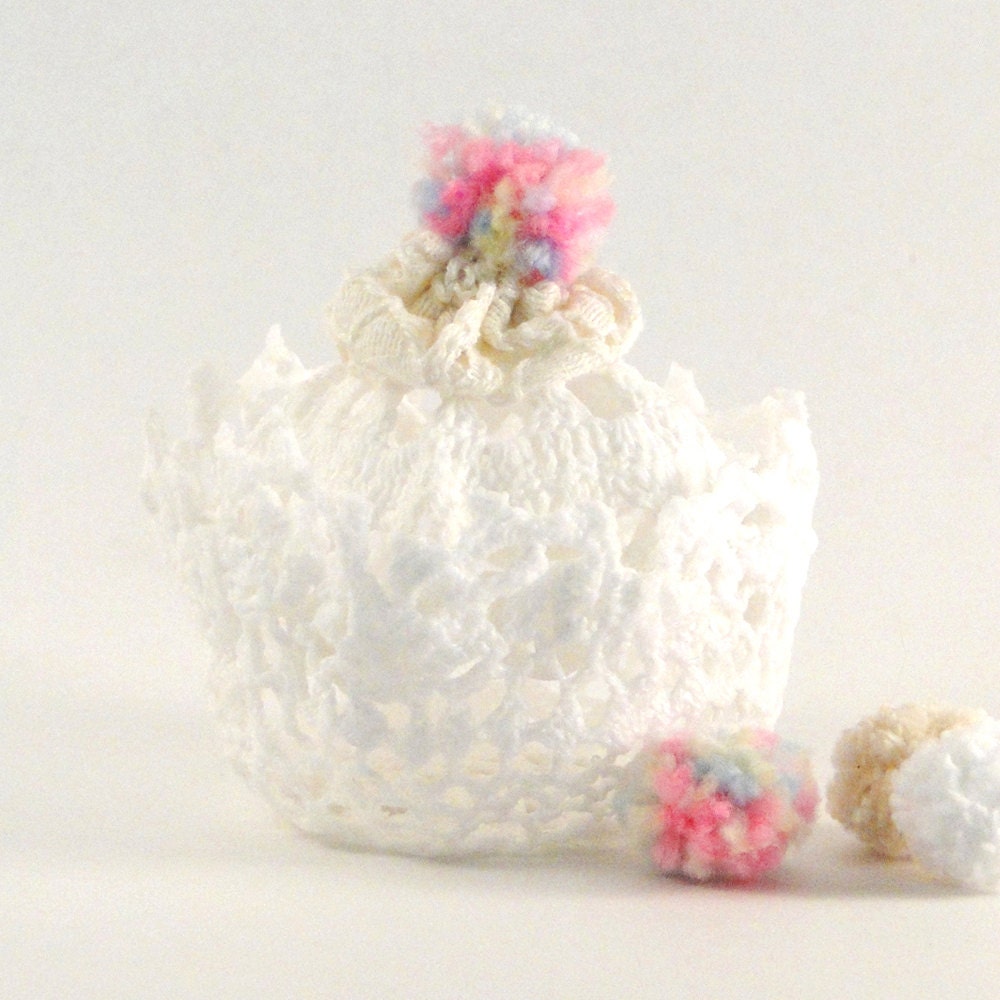 Lace Cupcake Trinket and Keepsake Box with Secret Compartment- Quirky and Cute gift made with Lace, Doily & Pastel Cherry