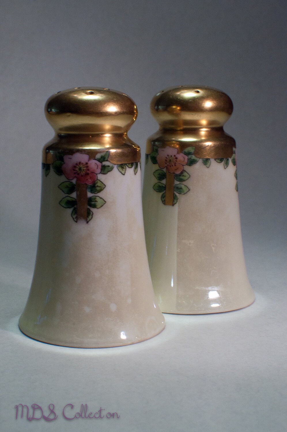 Vintage Lusterware Salt And Pepper Set With Gold By Mdscollection