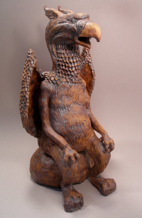 Items Similar To One Of A Kind Ceramic Sculpture The Gryphon Griffin