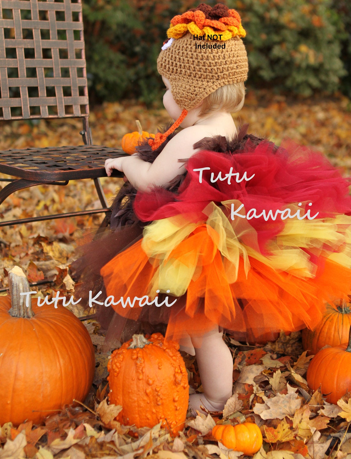 Turkey Tutu sizes NB to 3T, this ORIGINAL Turkey Tutu Outfit comes with feather top, beanie cap, headband, & flower clip