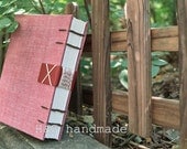 weave handmade linen journal with leather , blank paper notebook ,coptic binding ,handbound,unique gift,guest book