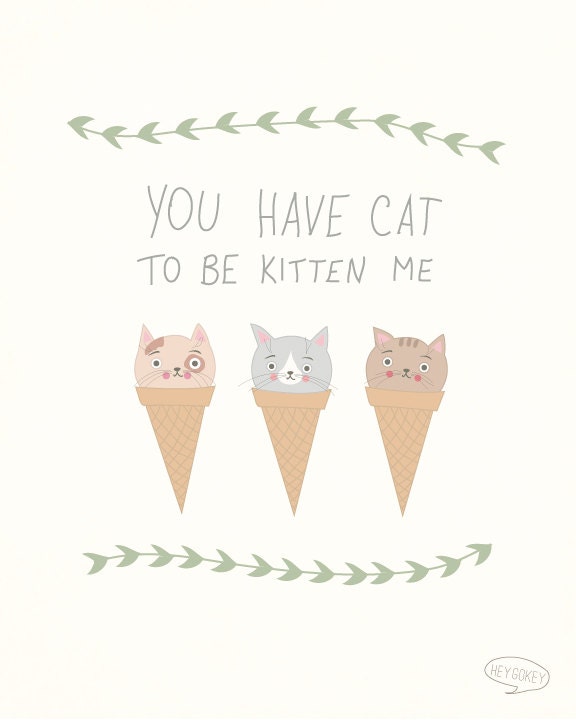 Cat Illustration, Animal Wall Art Decor - 8x10 Print
