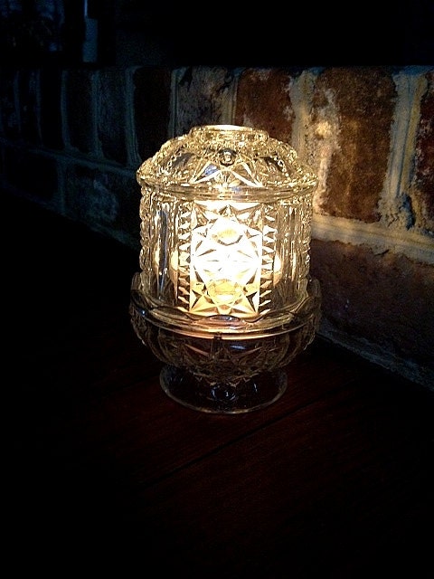 Cut Glass Votive Candle Holder Two Piece by GrandmaJeansAttic