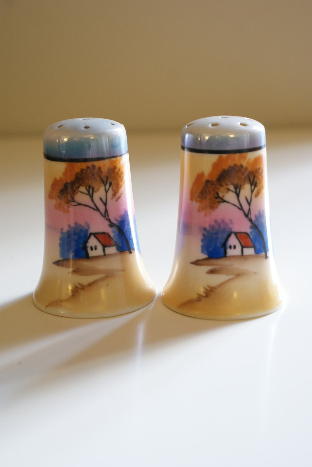 Items similar to Vintage MidCentury Hand Painted Salt and Pepper