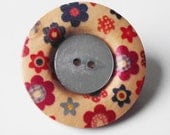 Wooden Flower Button Brooch, handmade, badge, pin, rustic, floral, cute gift